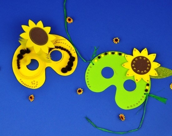 80 umwerfende Ideen und 2 einfache Anleitungen zum Sonnenblume Basteln party kinder masken mit blumen deko