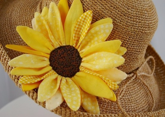 80 umwerfende Ideen und 2 einfache Anleitungen zum Sonnenblume Basteln sommerhut mit blume aus stoff