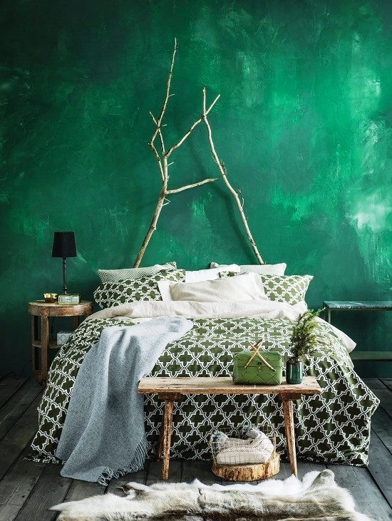 Wandgestaltung mit Schwammtechnik – 3 pfiffige Methoden und Ideen grüne wände schlafzimmer natur