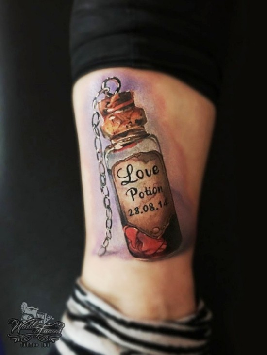 85 sinnvolle Knöchel Tattoo Ideen für Frauen love potion liebestrank