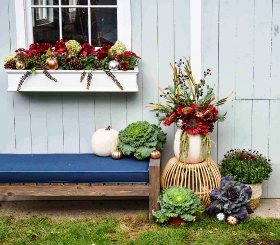 Fensterdeko im Herbst selber gestalten - Ideen und Tipps outdoor deko mit blumenkasten