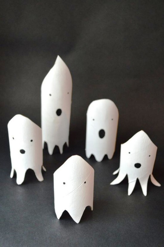 Ideen zum Gespenster Basteln einfache geister aus klopapierrollen