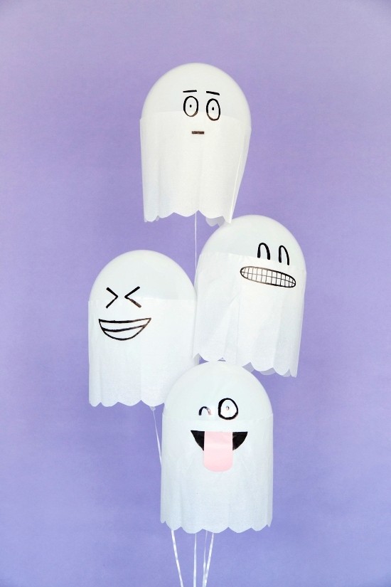 Ideen zum Gespenster Basteln lustige emoji ballons geister