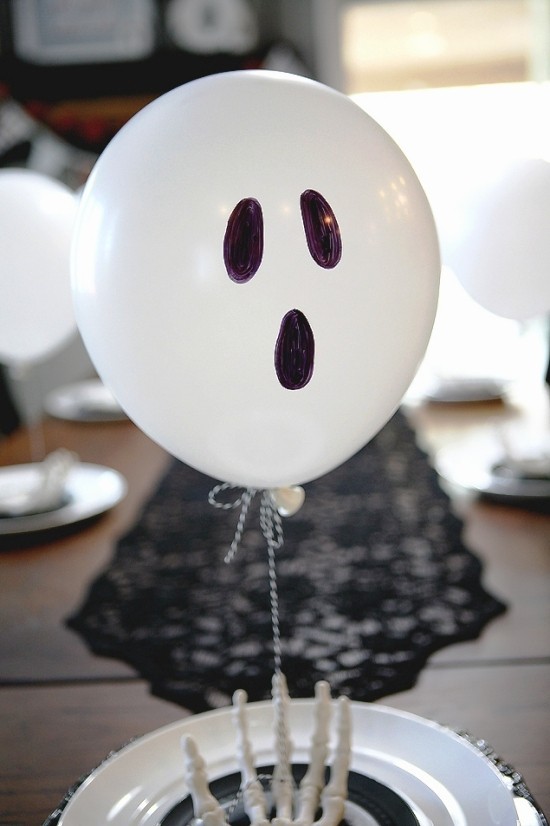 Ideen zum Gespenster Basteln tischdeko geist ballon