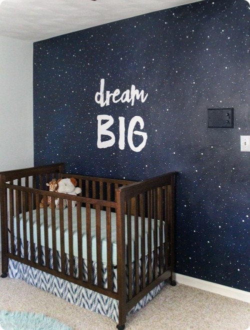 Glitzer Wandfarbe selber mischen und auftragen galaktische wandfarbe im babyzimmer kinderzimmer
