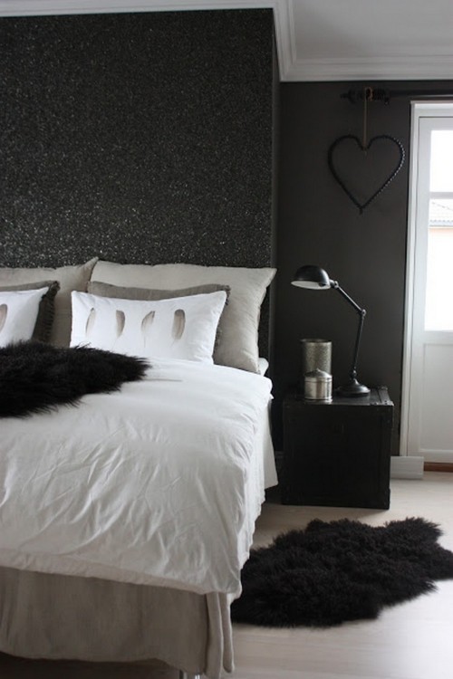 Glitzer Wandfarbe selber mischen und auftragen glitter wandfarbe schwarz schlafzimmer