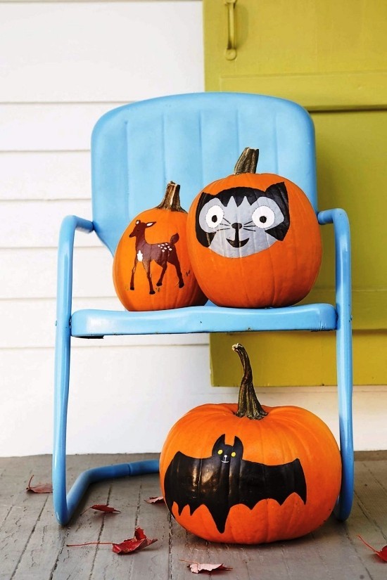 Halloween Kürbis bemalen – 140 künstlerische Ideen und Anleitungen niedliche tiere malen kürbisse
