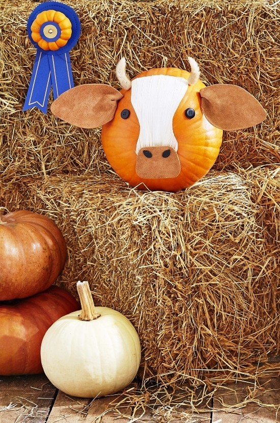 Halloween Kürbis bemalen – 140 künstlerische Ideen und Anleitungen preiswerte deko kuh mit nase und ohren aus filz