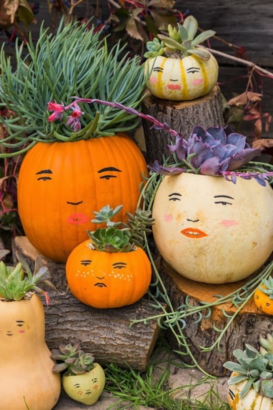 Halloween Kürbis schnitzen – 70 Ideen und Tipps lustige gesichter familien bild