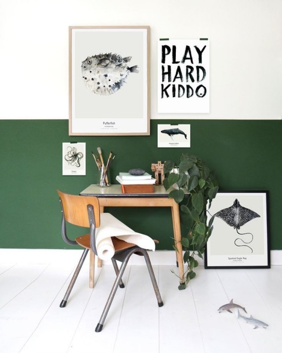 Ist die Wandfarbe Dunkelgrün richtig für Sie Design-Tipps und Ideen grüne halbwand neutral weiß