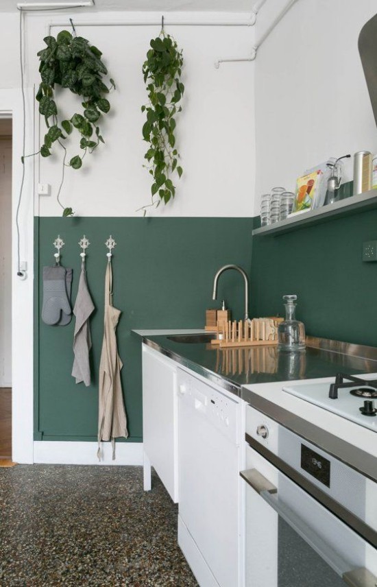 Ist die Wandfarbe Dunkelgrün richtig für Sie Design-Tipps und Ideen küchen deko halbwand gestrichen