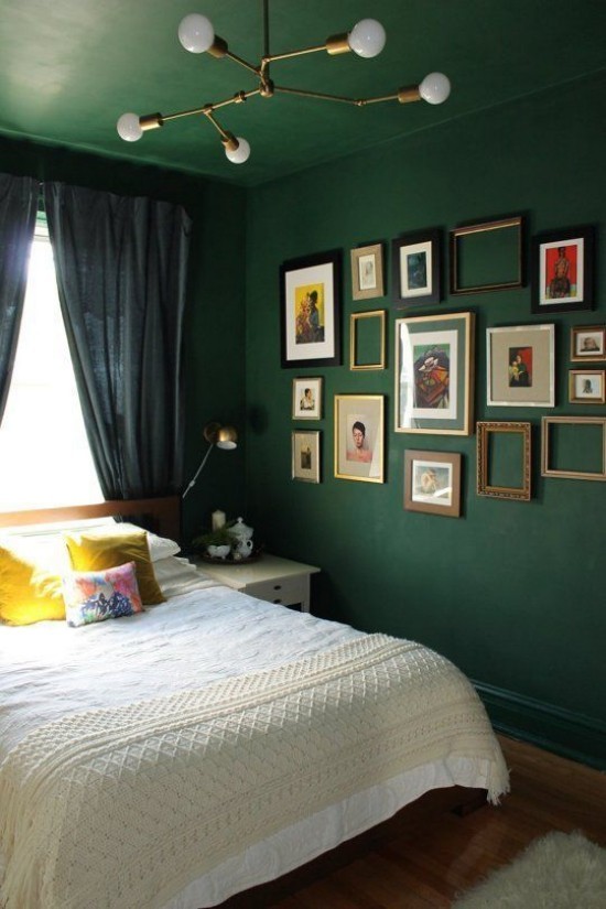 Ist die Wandfarbe Dunkelgrün richtig für Sie Design-Tipps und Ideen schlafzimmer in grün mit fotowand