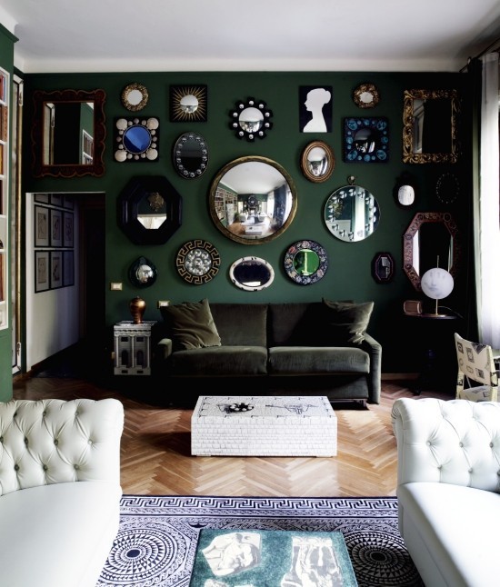 Ist die Wandfarbe Dunkelgrün richtig für Sie Design-Tipps und Ideen spiegel vergrößern den raum grüne wände