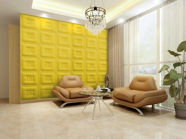 PVC Paneele Wandpaneele gelb Wohnzimmer Trennwand