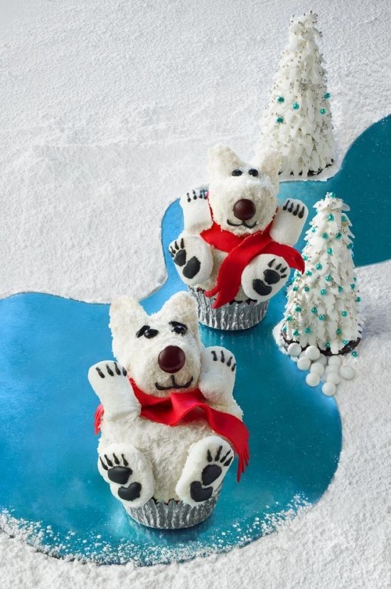 Weihnachtliche Muffins selber backen und dekorieren muffins eisbären am nordpol