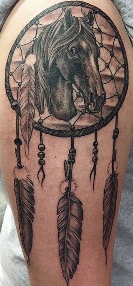 pferd tattoo ideen traumfänger tattoo