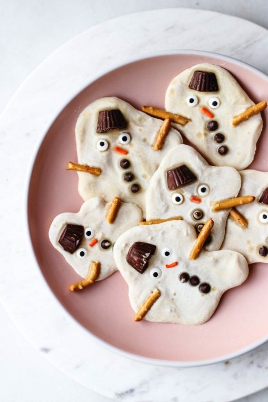 65 festliche Bastelideen für Weihnachten zum Verschenken schmelzende schneemänner schokolade