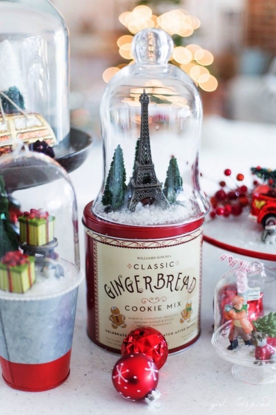 Schneekugel zu Weihnachten selber machen – 2 Anleitungen und Ideen retro vintage glasbehälter mit landschaften