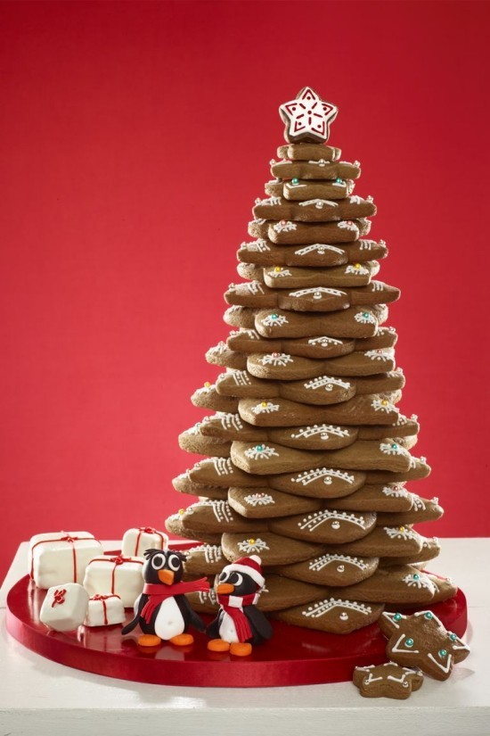 Süße Butterplätzchen zu Weihnachten backen und dekorieren hoher christbaum aus schoko sternen