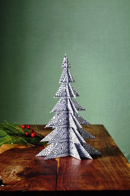 Kreative und praktische Weihnachtsgeschenke basteln mit Kindern christbaum aus papier bunt abstrakt