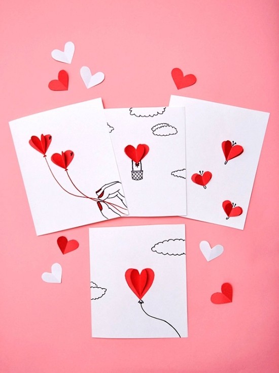 So gestalten Sie die beste Valentinskarte zum 14. Februar gemalte karten herzen ballons