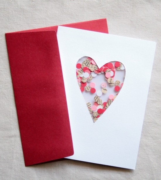 So gestalten Sie die beste Valentinskarte zum 14. Februar karte herz mit konfetti drin