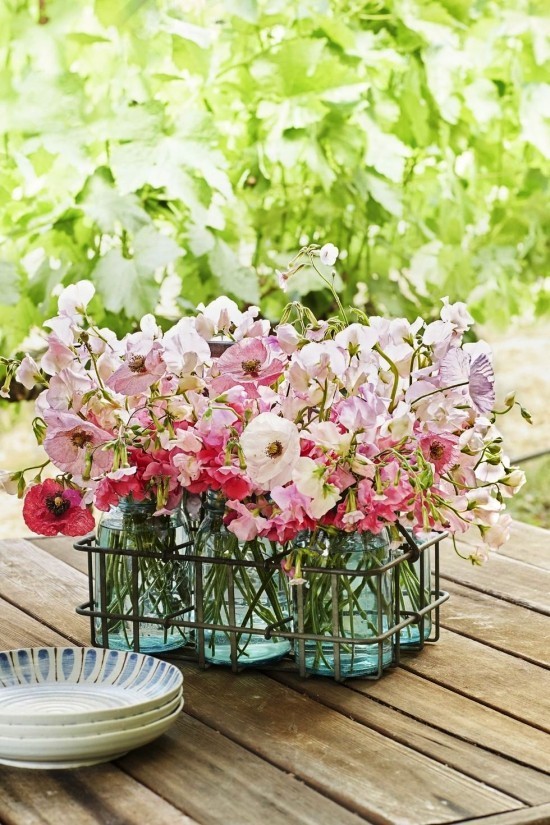60 frische Bastelideen zum Frühling für Erwachsene vasen aus einmachgläser tischdeko