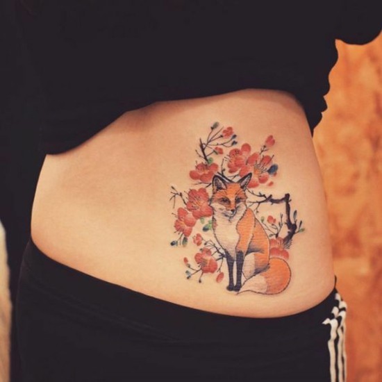 fuchs tattoo kirschblüten tattoo