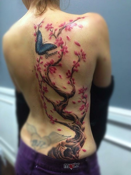 ganz rücken tattoo kirschblüten tattoo