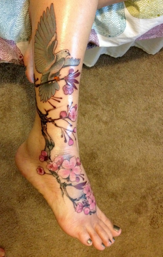 kirschblüten tattoo frauen tatoo fuß tattoo