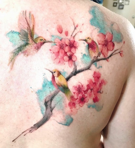 kirschblüten tattoo vogel tattoo ideen