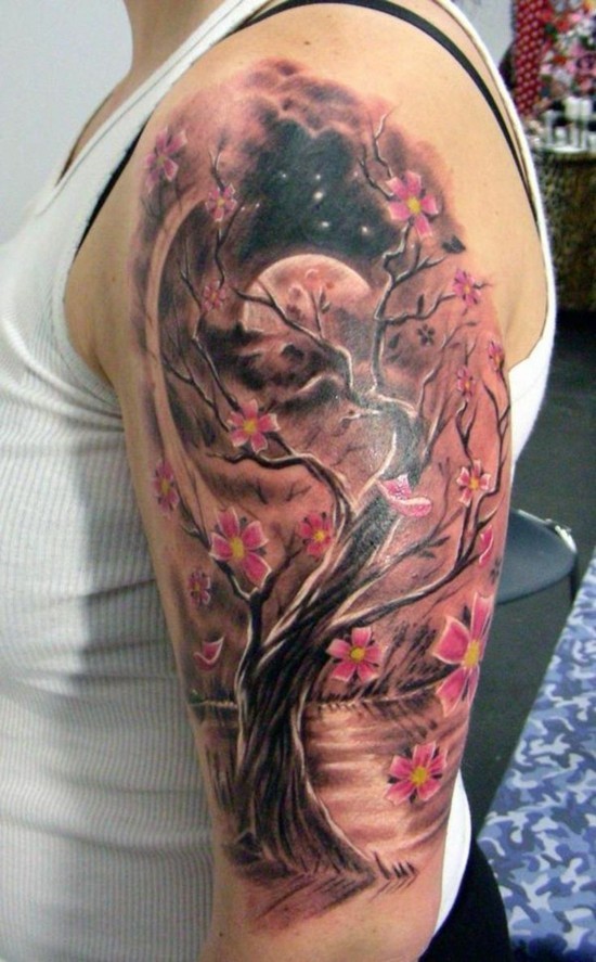 tattoo ideen männer kirschblüten tattoo