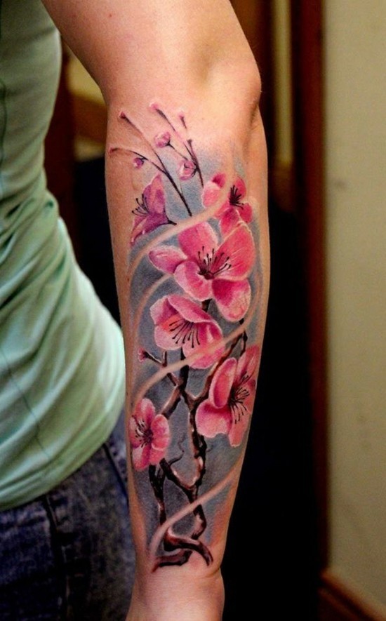 unterarm tattoo kirschblüten tattoo