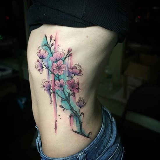 watercolor tattoo kirschblüten tattoo