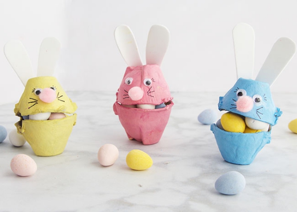 Basteln mit Eierkarton – kinderleichte Ideen und Anleitungen zum Ostern hasen und kücken karton