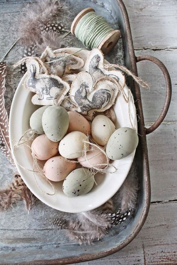 Osterdeko basteln aus Naturmaterialien tischdeko shabby chic eier