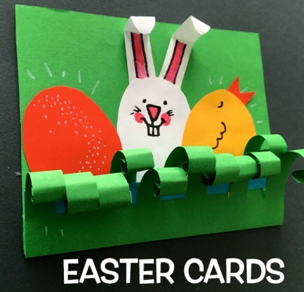 Osterkarten basteln – 60 festliche Ideen und Anleitungen oster karte 3d pop up wiese hasenohren