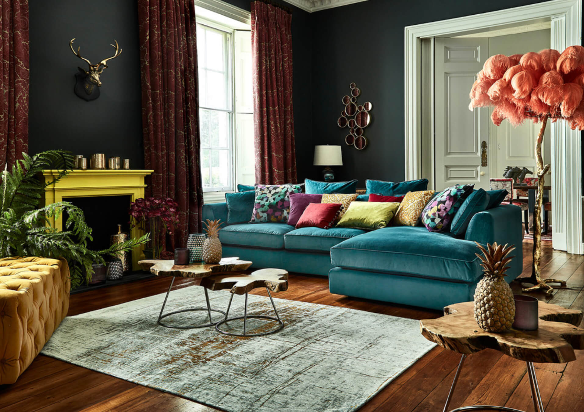 blaues sofa farbideen wohnzimmre