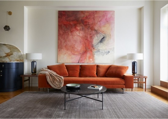 sofa orange farbideen wohnzimmer