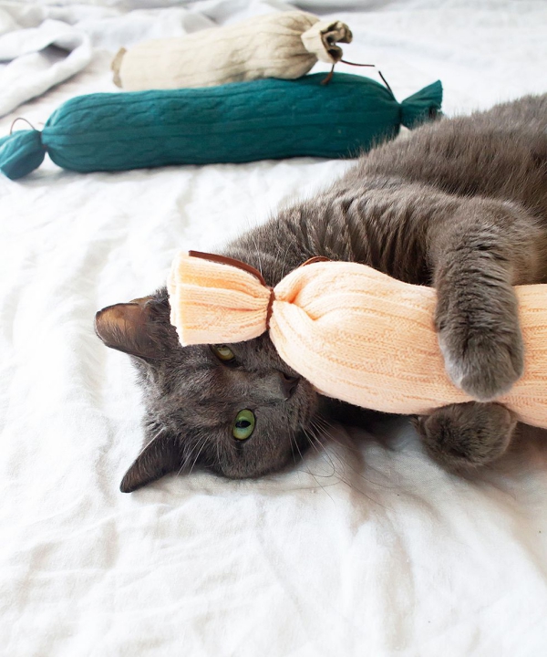 Einfaches Katzenspielzeug selber machen, das Mieze lieben wird pullover spielzeug upcycling