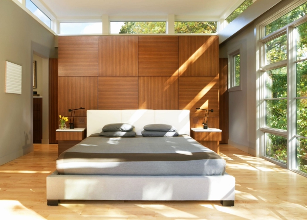 Traumhaftes orientalisches Schlafzimmer einrichten holz wände modern minimal japan
