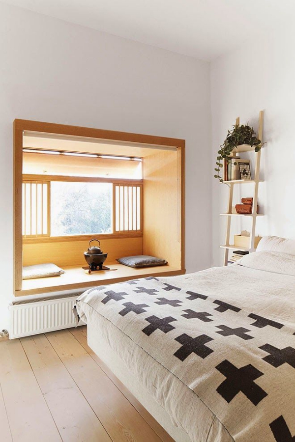 Traumhaftes orientalisches Schlafzimmer einrichten japan minimalistisch leseecke