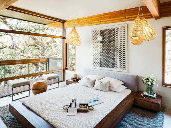 Traumhaftes orientalisches Schlafzimmer einrichten minimalistisches design niedriges bett laternen