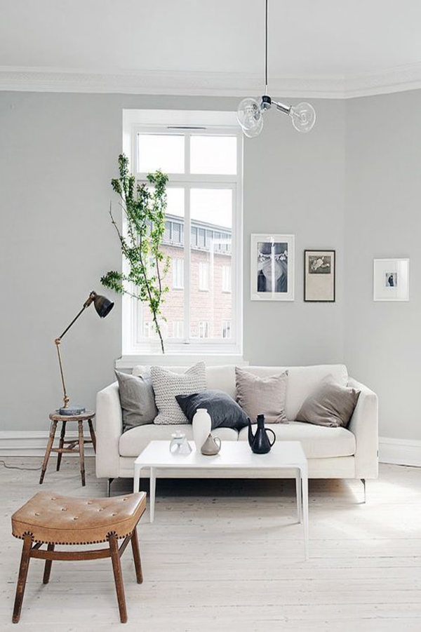 Wandfarbe Hellgrau und wie Sie sie richtig einsetzen graue wände wohnzimmer minimalistisch