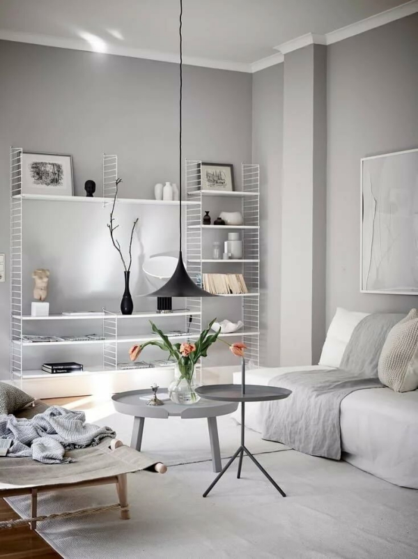 Wandfarbe Hellgrau und wie Sie sie richtig einsetzen modernes wohnzimmer in grau neutral