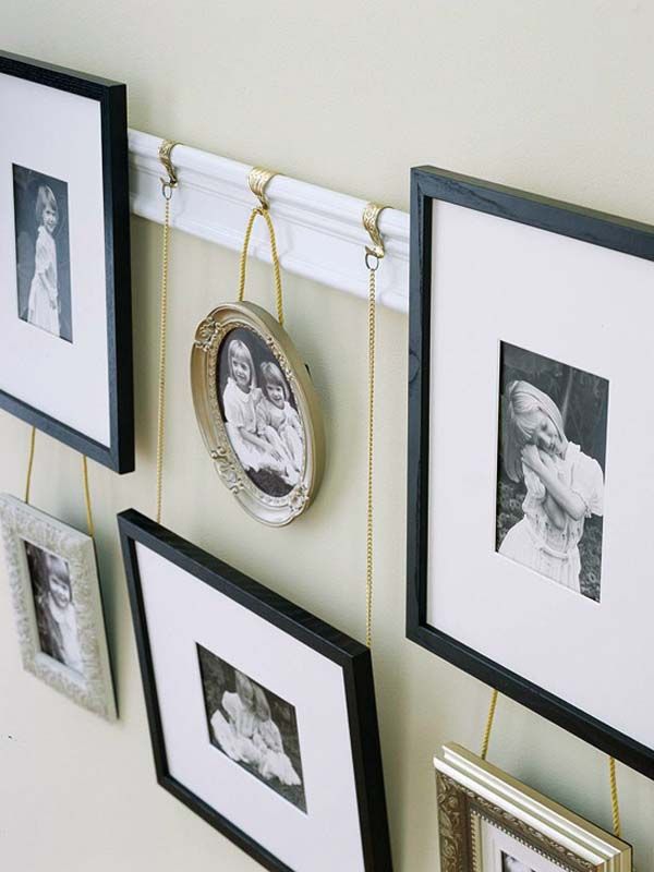 Bilder aufhängen ohne Nagel – Wandschonende Techniken für Mieter bilderschiene verwenden fotos familie