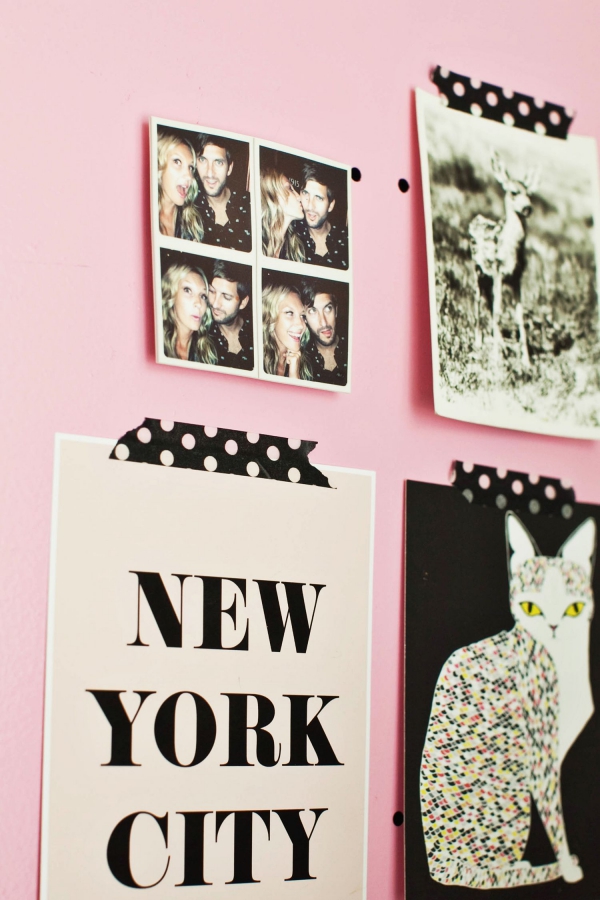 Bilder aufhängen ohne Nagel – Wandschonende Techniken für Mieter washi tape ideen schwarz weiß rosa