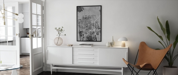 Gerahmte Bilder für Wohnzimmer und andere Räume – Tipps rund um den Kauf karte wohnzimmer flur wand