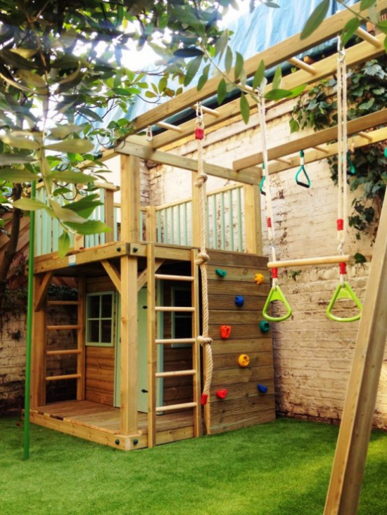 Kinderspielplätze im eigenen Garten Gartenhaus Sicherheit beim Spielen höchste Priorität der Eltern