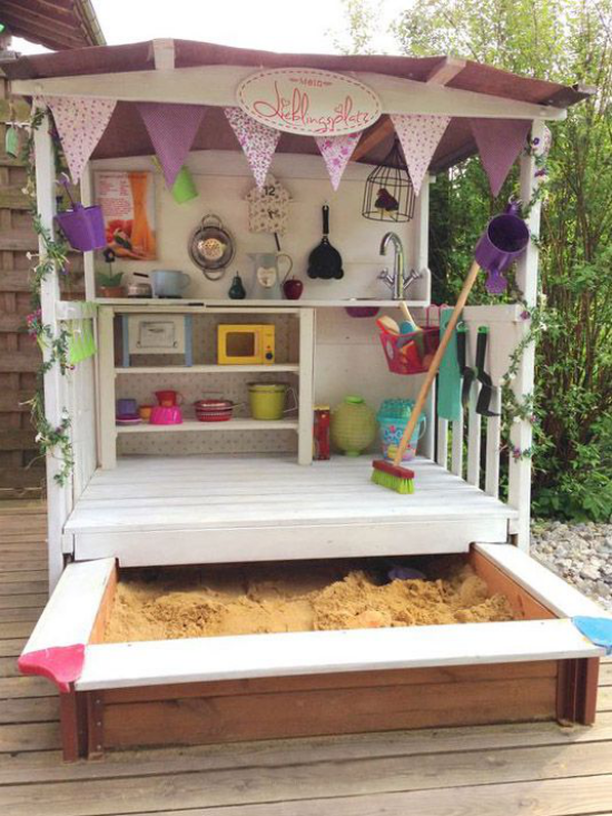 Kinderspielplätze im eigenen Garten Gartenspielhaus Sandkasten